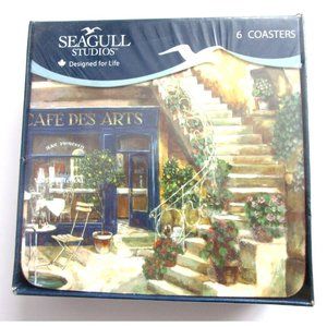 Seagull Studios Drink Coasters (6) - French City Artwork Design - Canada NIB 4"